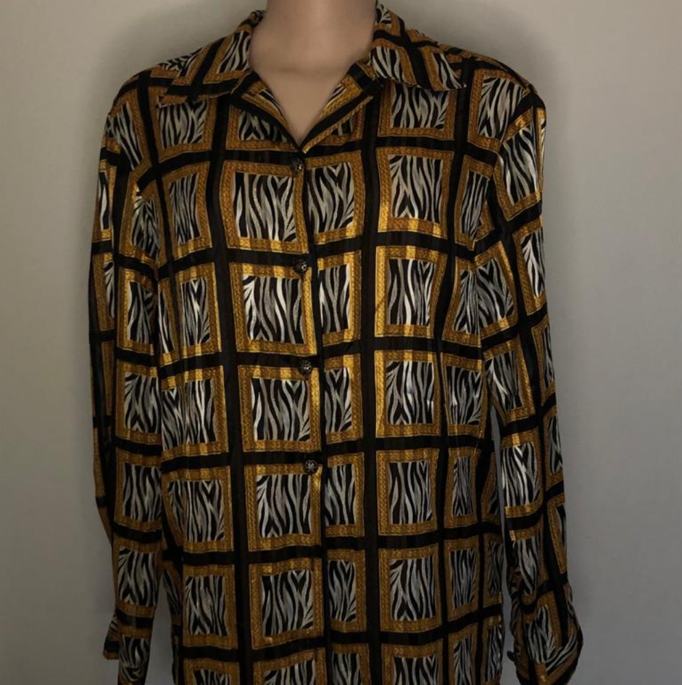 Sheer zebra and gold shirt